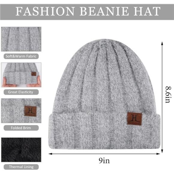 Womens Winter Warm Knit Beanie Hat Touchscreen Gloves Long Neck Scarf Set - Picture 2 of 7